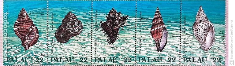 Sellos: Palau. 174/78 Fauna marina: Conchas. 1987. Sellos nuevos y numeraci&oacute;n Yvert.