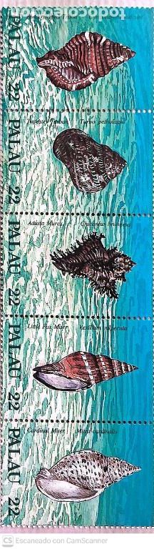 Sellos: Palau. 174/78 Fauna marina: Conchas. 1987. Sellos nuevos y numeraci&oacute;n Yvert.