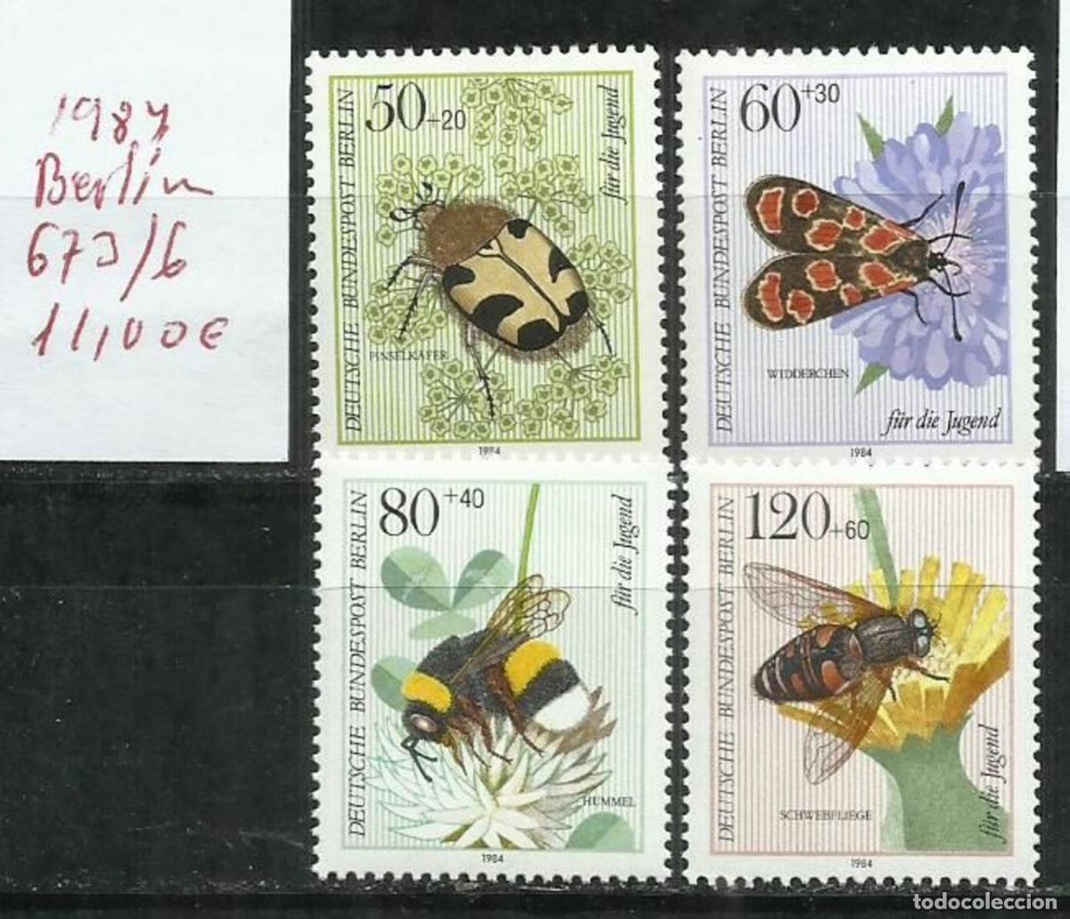 Sellos: 1653-ALEMANIA BERLIN MNH** SERIE COMPLETA INSECTOS 1984 N&ordm;1034/7 VALOR 9,00&euro; BONITOS NATURALEZA.