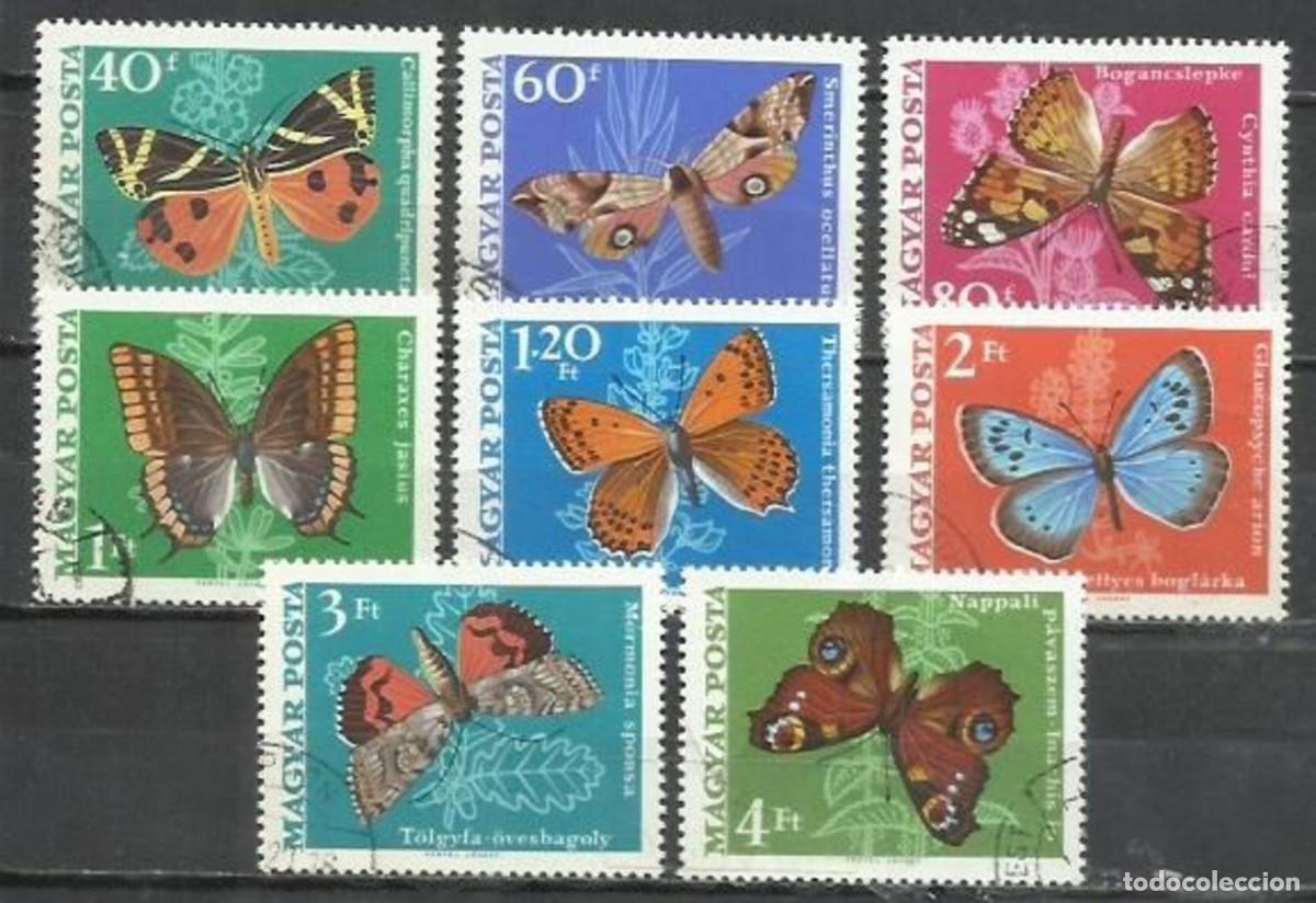 Sellos: 044D-HUNGRIA SERIE COMPLETA MARIPOSAS INSECTOS 1969 N&ordm; 2034/2041.