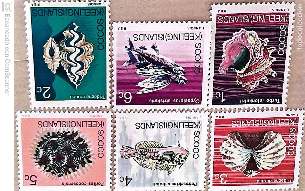 Sellos: Cocos. 8/13 Fauna marina: Conchas, peces. 1969. Sellos nuevos y numeraci&oacute;n Yvert.