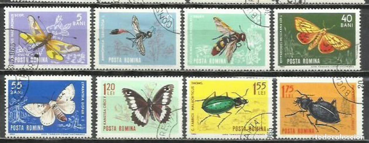 Sellos: 9149-SERIE COMPLETA RUMAN&Iacute;A 1964 N&ordm; 1968/1975 INSECTOS.