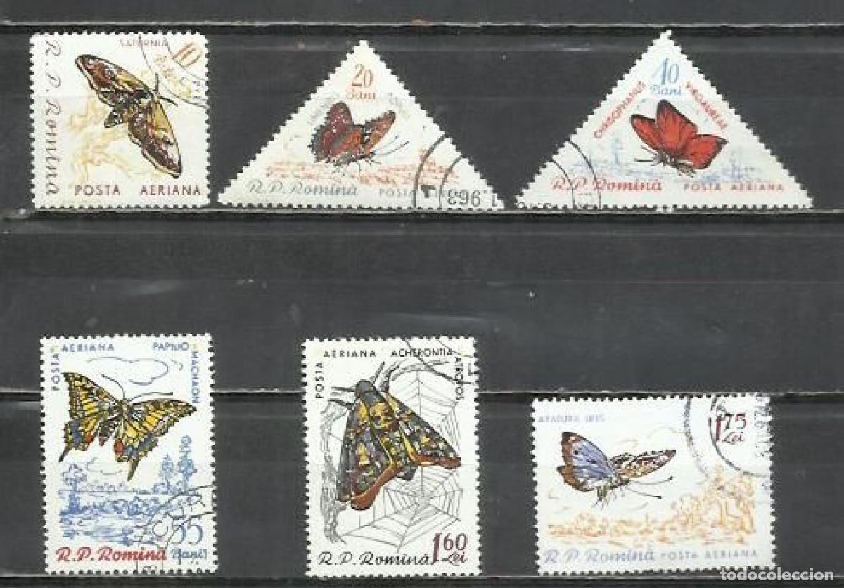 Sellos: 9144-SERIE COMPLETA RUMAN&Iacute;A 1960 N&ordm; 1960 N&ordm; 120/125 MARIPOSAS INSECTOS.