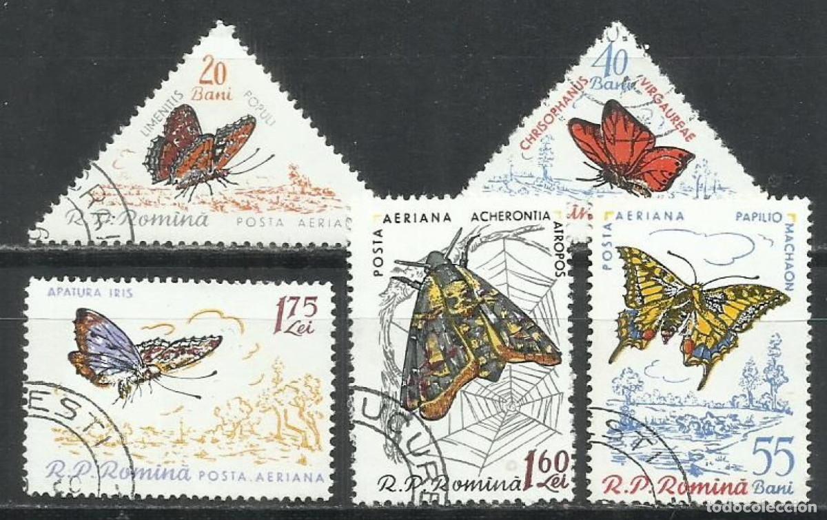 Sellos: 9734-SERIE COMPLETA RUMAN&Iacute;A 1960 N&ordm; 1960 N&ordm; 120/125 MARIPOSAS INSECTOS.
