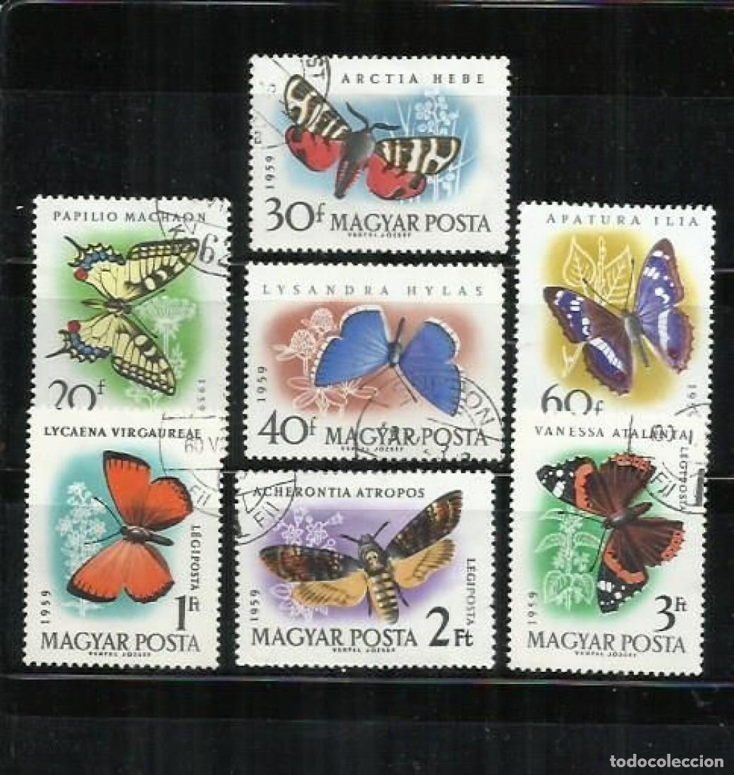 Sellos: 9884-HUNGRIA 1959 SERIE COMPLETA MARIPOSAS INSECTOS 1321/1324