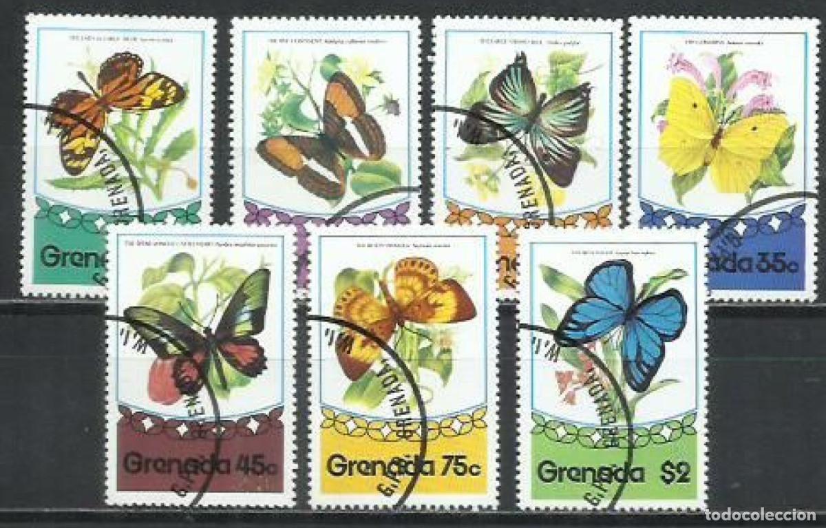 Sellos: 9921-SERIE COMPLETA GRENADA GRANADA 1975 N&ordm; 625/631 MARIPOSAS INSECTOS