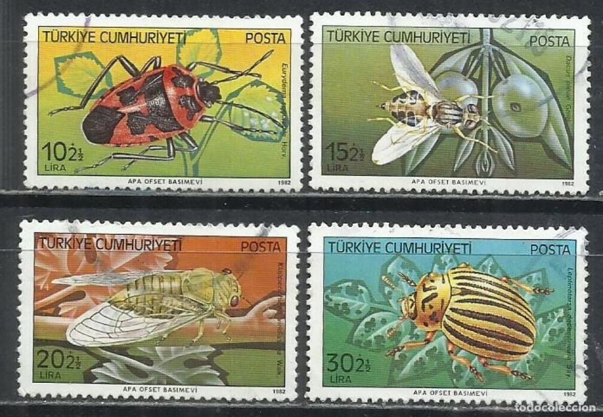 Sellos: 0845D-SERIE COMPLETA TURQUIA USADO 1982 N&ordm; 2370/2374 INSECTOS