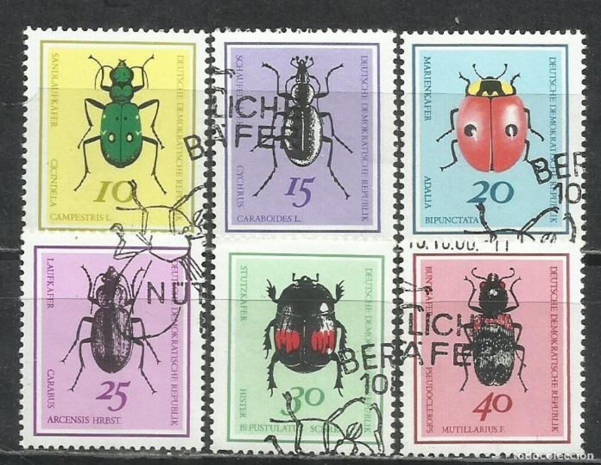 Sellos: 0653-SERIE COMPLETA ALEMANIA DEMOCRATICA 1968 N&ordm; 1107/1112 INSECTOS ESCARABAJOS
