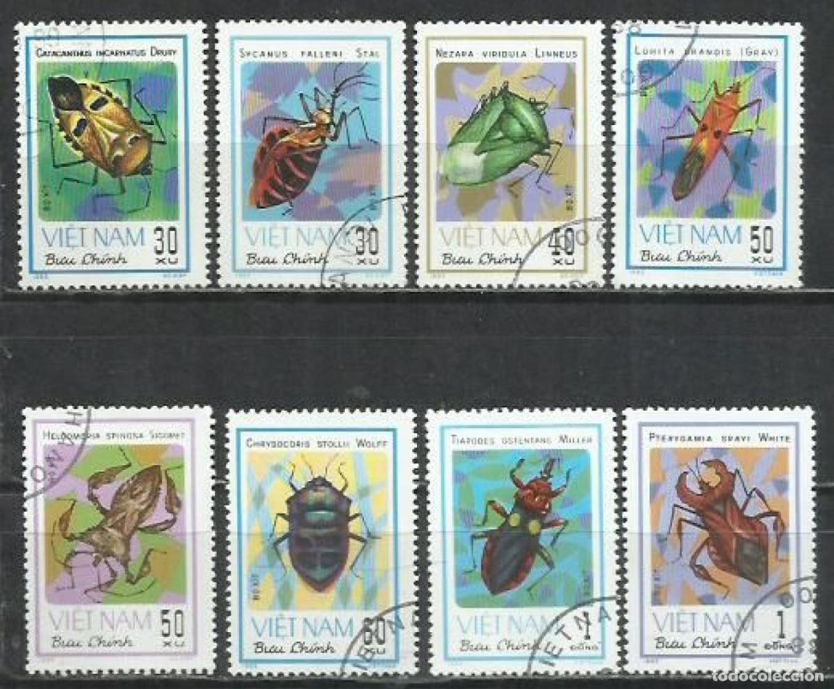 Sellos: 0409-SERIE COMPLETA INSECTOS VIETNAM 1982 N&ordm; 365/372 BONITOS, TEM&Aacute;TICOS.