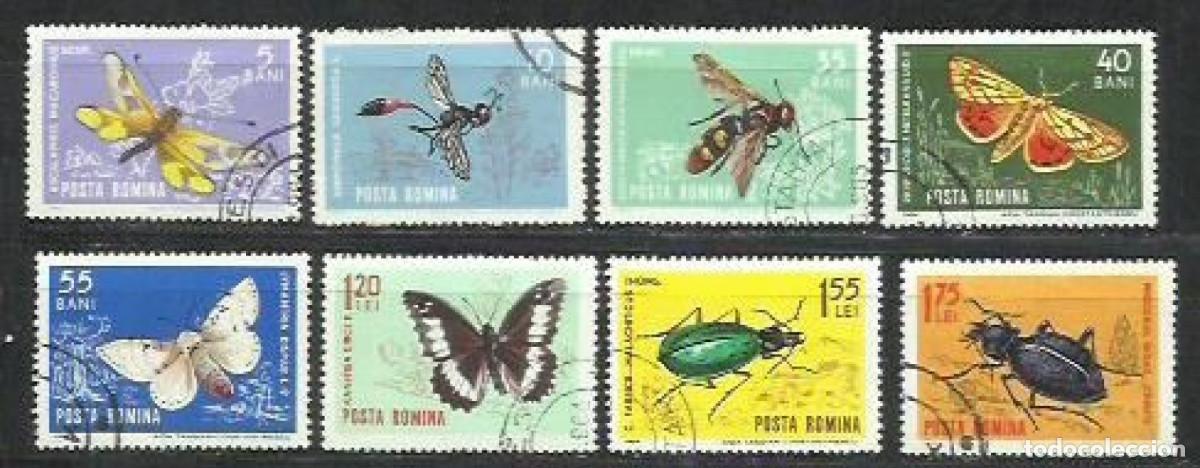 Sellos: 9732-SERIE COMPLETA RUMAN&Iacute;A 1964 N&ordm; 1968/1975 INSECTOS.