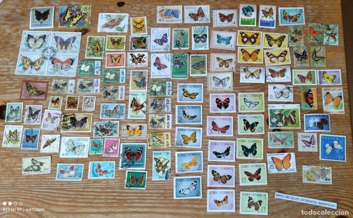 Sellos: MAP2-100 SELLOS DIFERENTES INSECTOS, MARIPOSAS, FOTO REALE, SELLOS TEM&Aacute;TICOS
