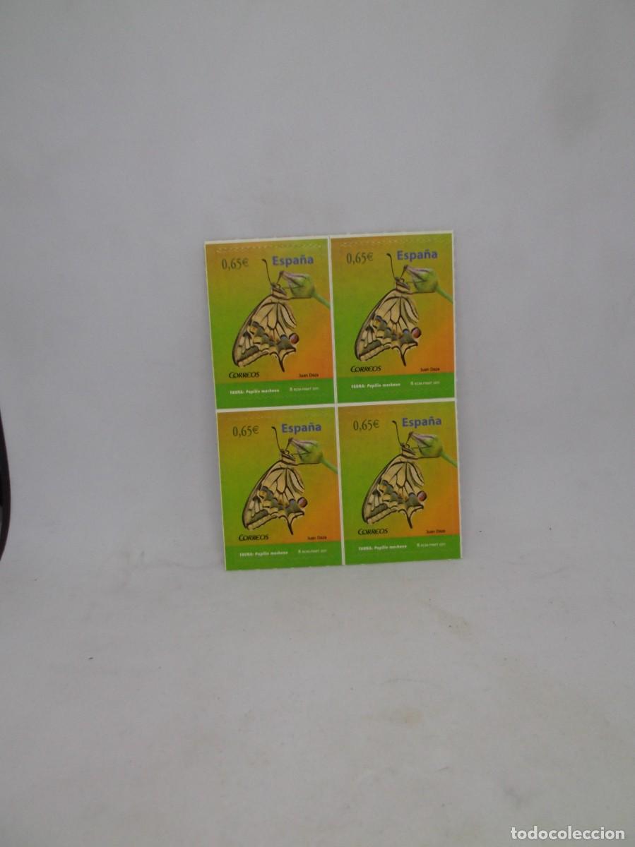 Sellos: Espa&ntilde;a 2011 Fauna:Papilio Machaon.Bloque de cuatro sellos adhesivos nuevos