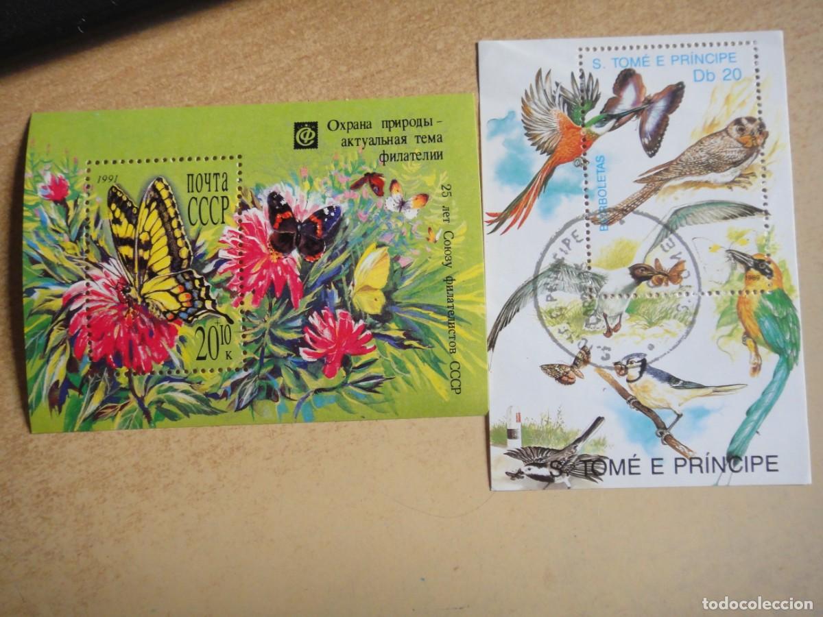 Sellos: 2 H.B. (1) S. Tome. E Pr&iacute;ncipe 1989, usada. (1) Rusia a&ntilde;o 1991 nueva, Rf 102/751