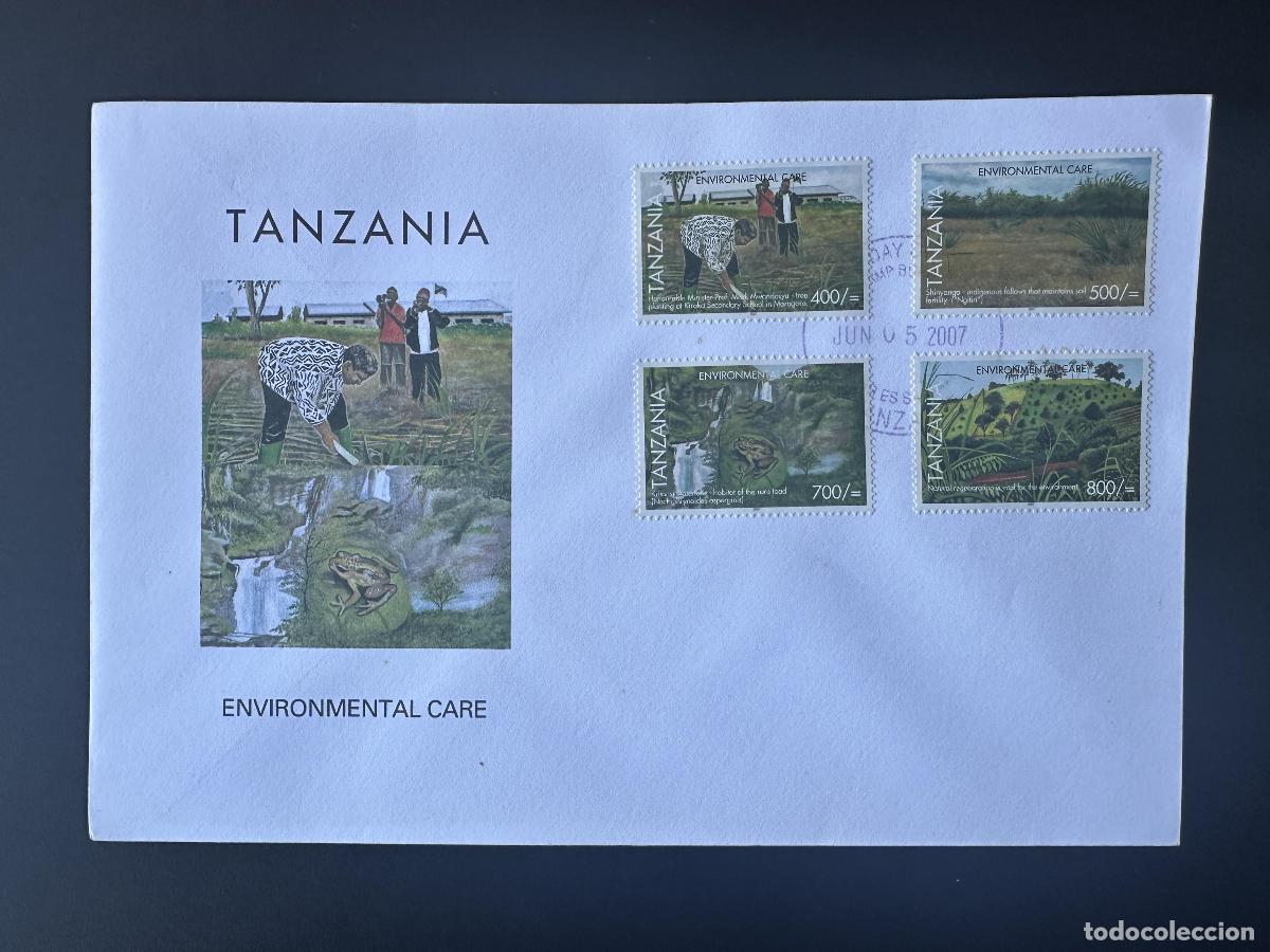 Sellos: Tanzania 2007 Mi. 4477 - 4480 FDC Primer d&iacute;a Cuidado del medio ambiente rana