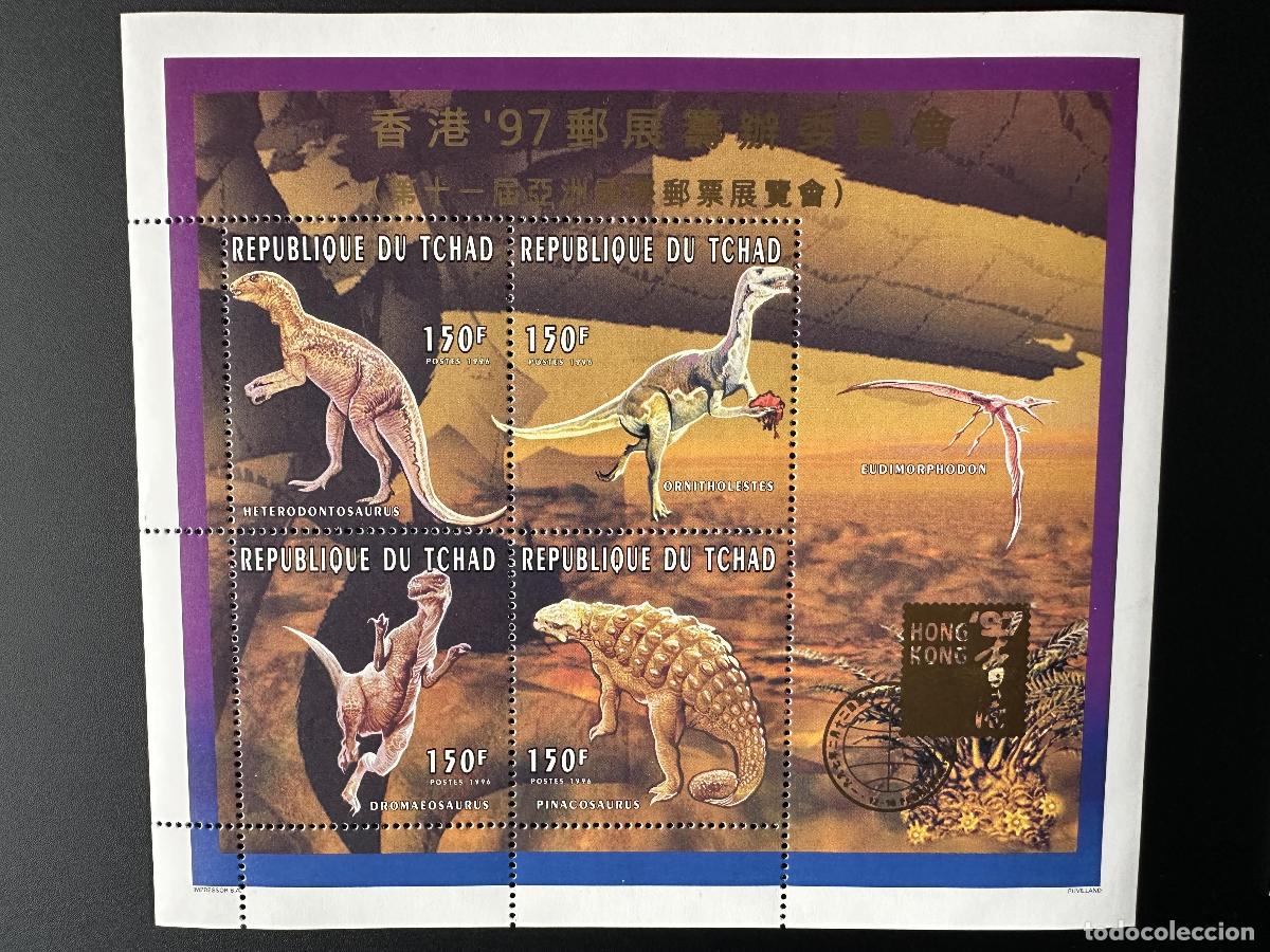 Sellos: Chad 1996/1997 Mi. 1379 - 1382 Overload Hong Kong '97 Dinosaurios
