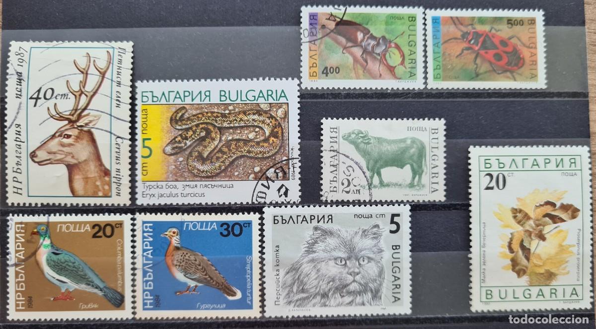 Sellos: Lote de nueve sellos de fauna de Bulgaria