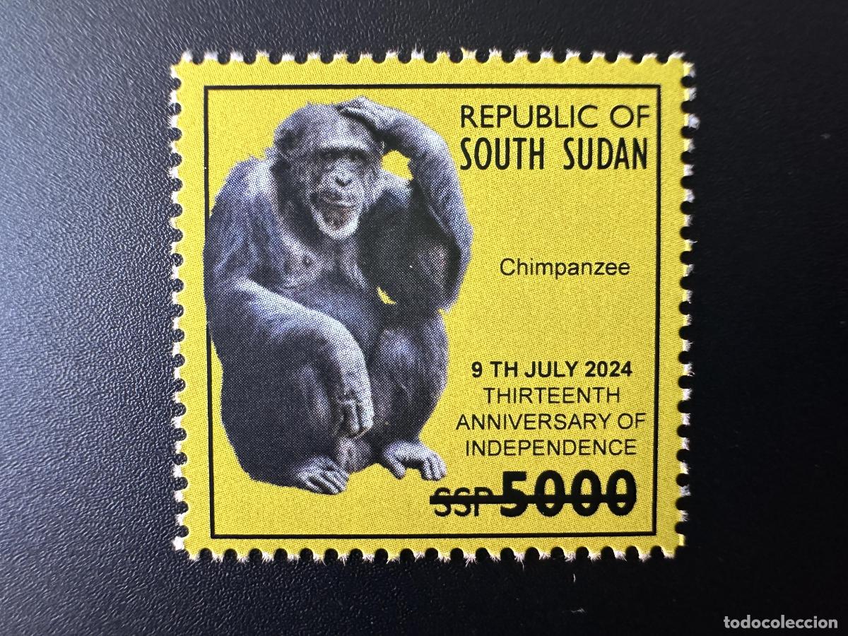 Sellos: Sud&aacute;n del Sur 2024 Mi. IV. Fauna in&eacute;dita: Independencia de los chimpanc&eacute;s