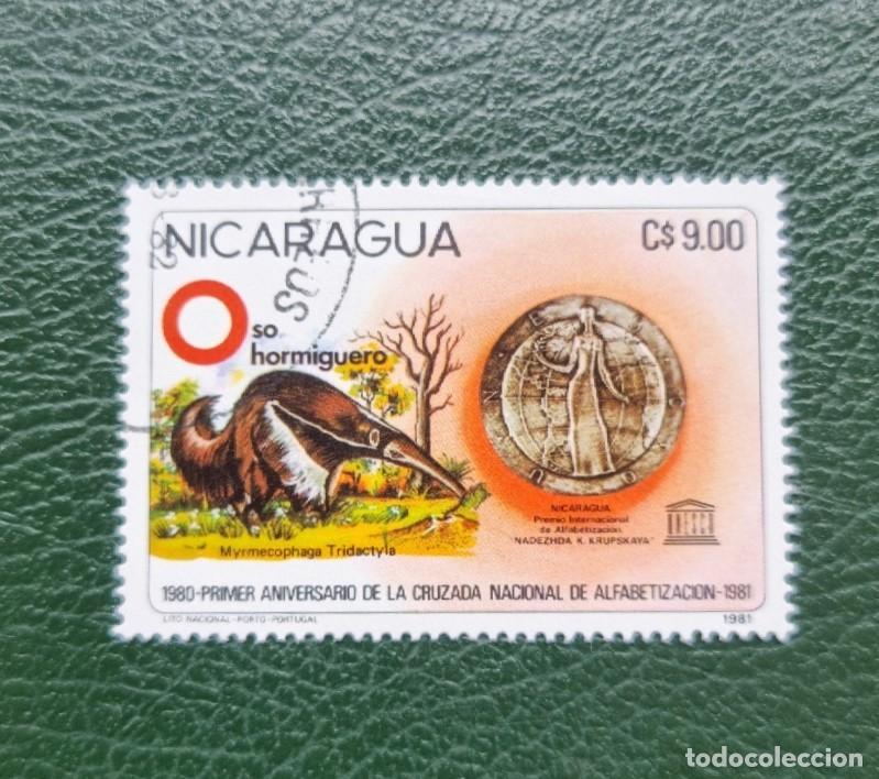 Sellos: SELLOS USADOS NICARAGUA A&Ntilde;O 1981 OSO HORMIGERO - FAUNA - NATURALEZA