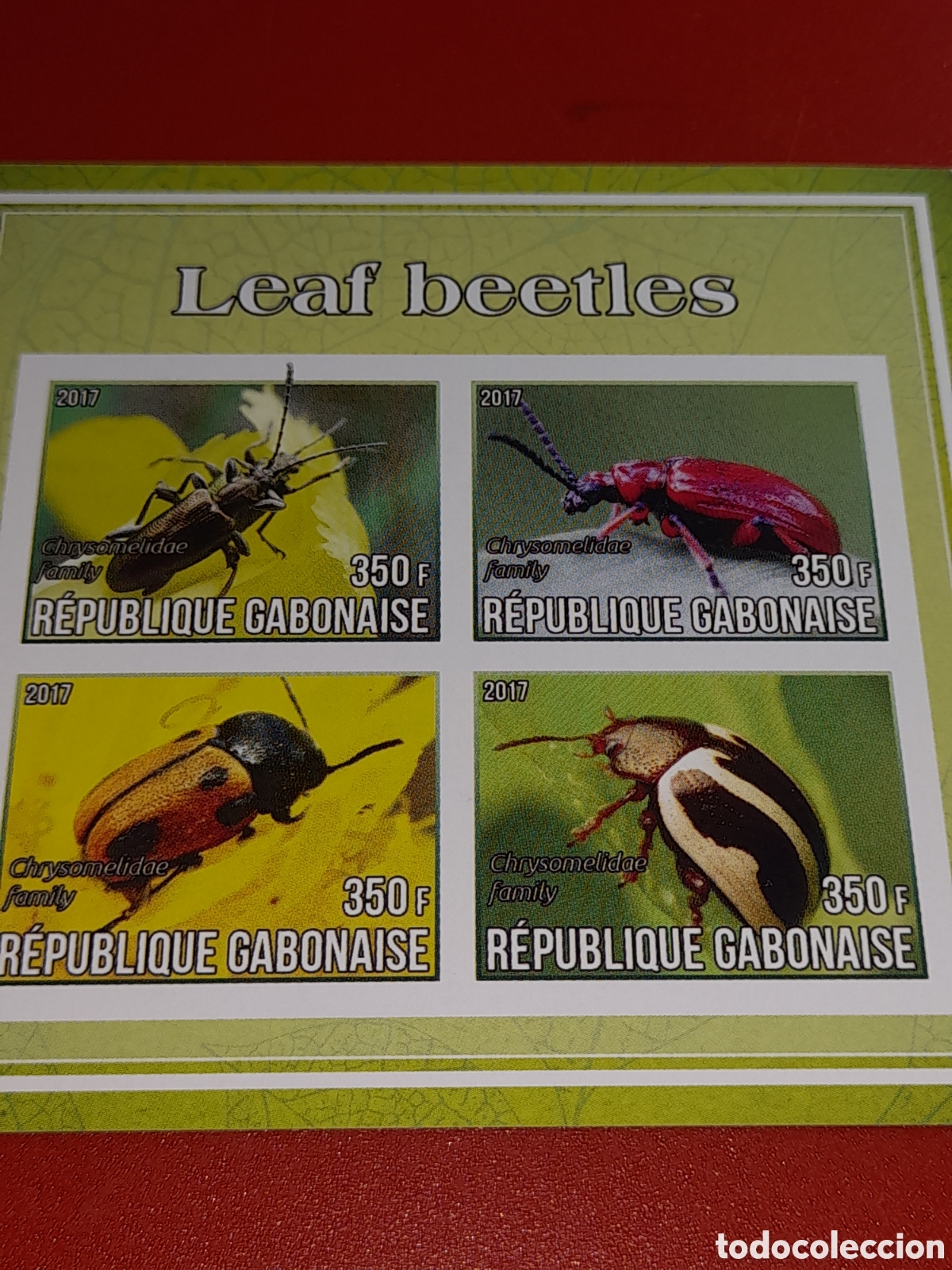 Sellos: HB Gabon nuevo/sd 2017. Escarabajo de las hojas. Animales. Insectos. Fauna..