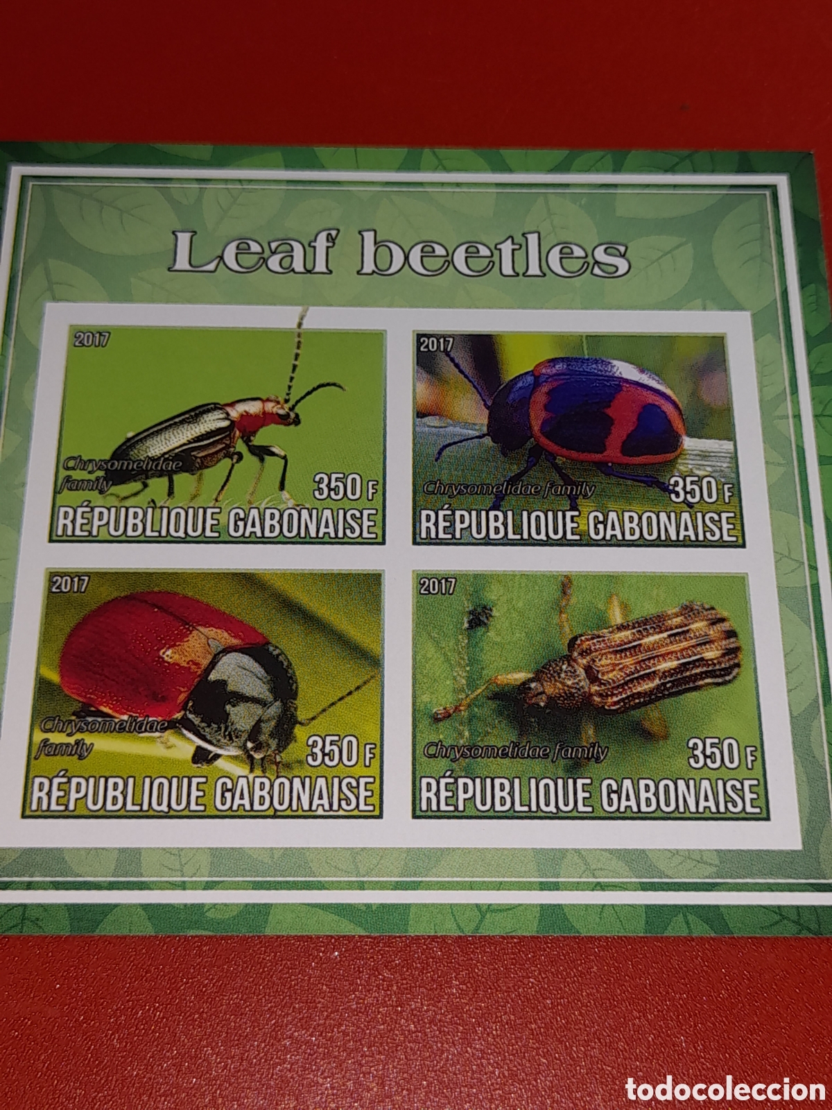 Sellos: HB Gabon nuevo/sd 2017. Escarabajo de las hojas. Animales. Insectos. Fauna. Natiraleza. Plantas