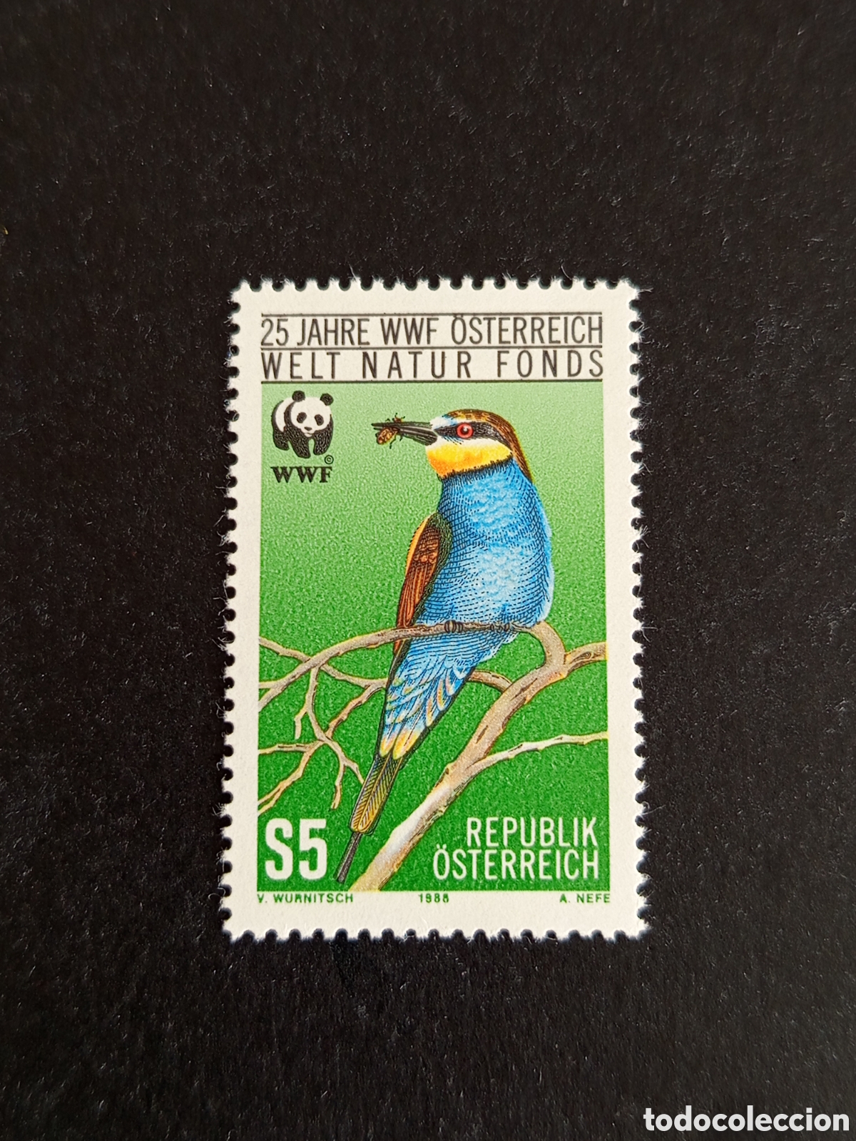 Sellos: AUSTRIA, 1988. Protecci&oacute;n de la Naturaleza. P&aacute;jaro. Yvert 1747. Pedido m&iacute;nimo 3 &euro;. Ver fotos.