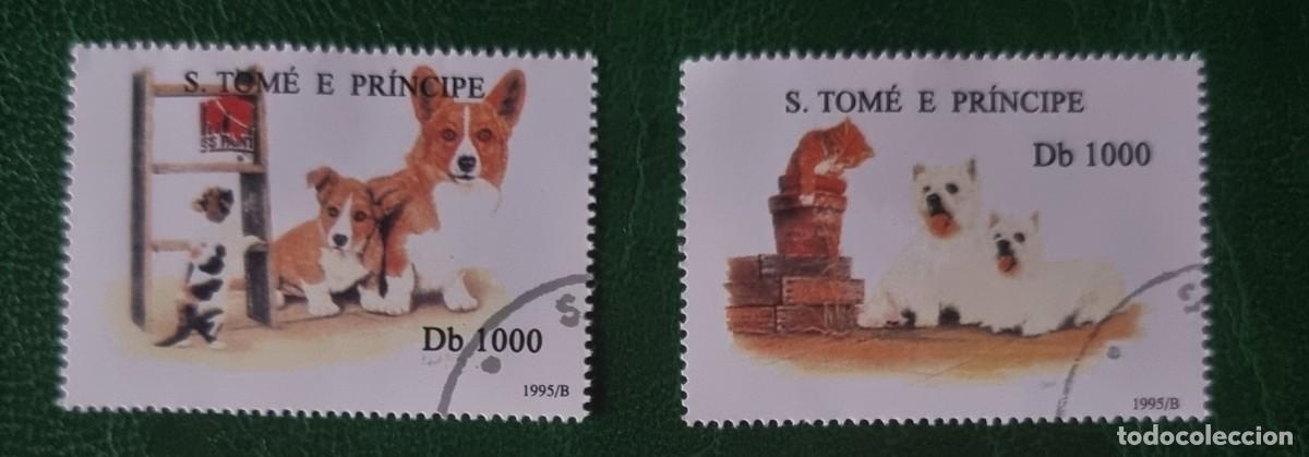 Sellos: 2 SELLOS USADOS S. TOME E PRINCIPE 1995 TEMA GATOS Y PERROS