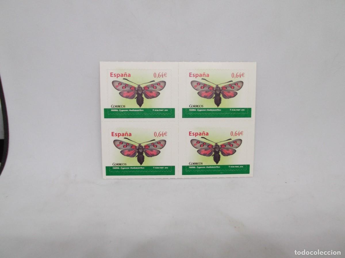 Sellos: Espa&ntilde;a 2010 Fauna:Zygaena rhdamanthus.Bloque de cuatro sellos nuevos