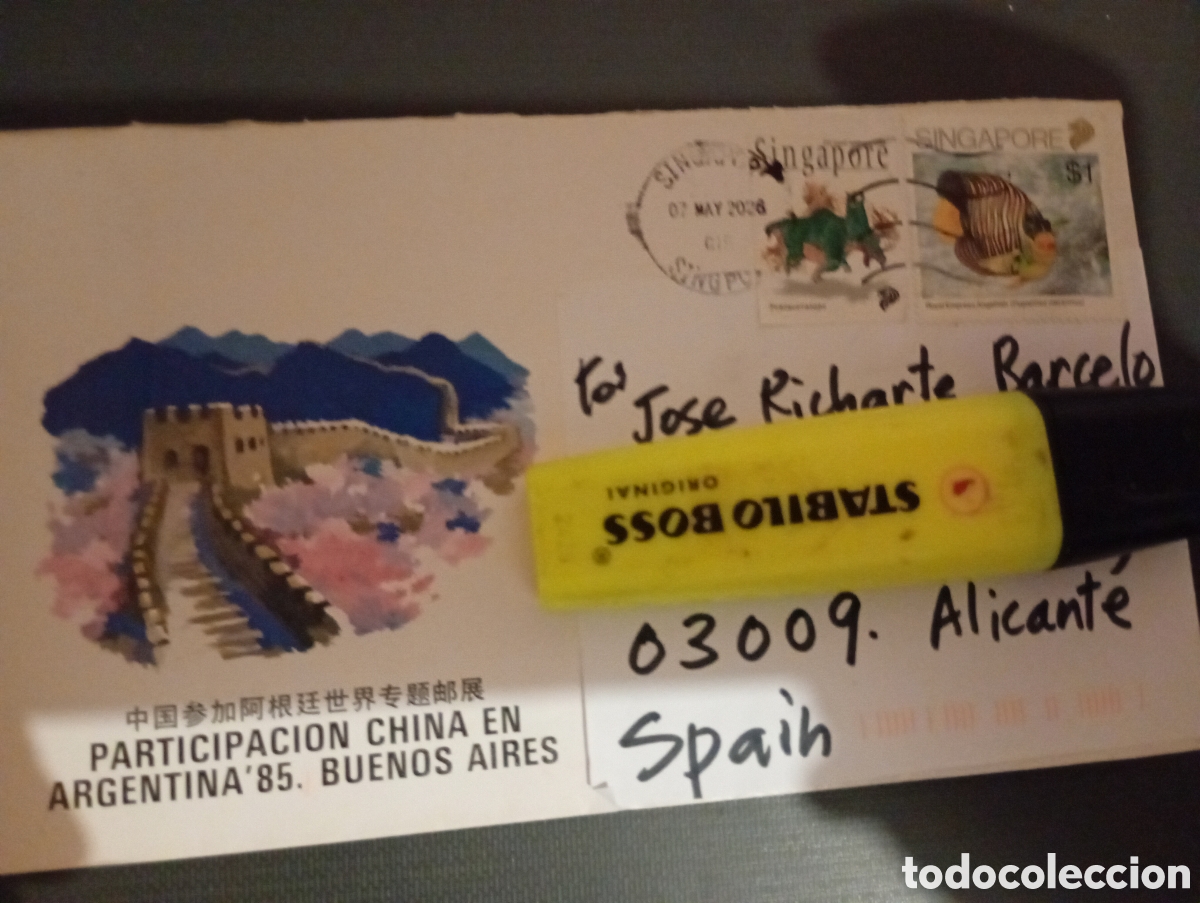 Sellos: Sobre franqueado Singapur peces