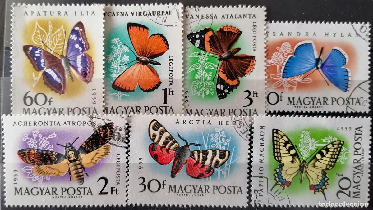 Sellos: HUNGRIA 1959 - MARIPOSAS .