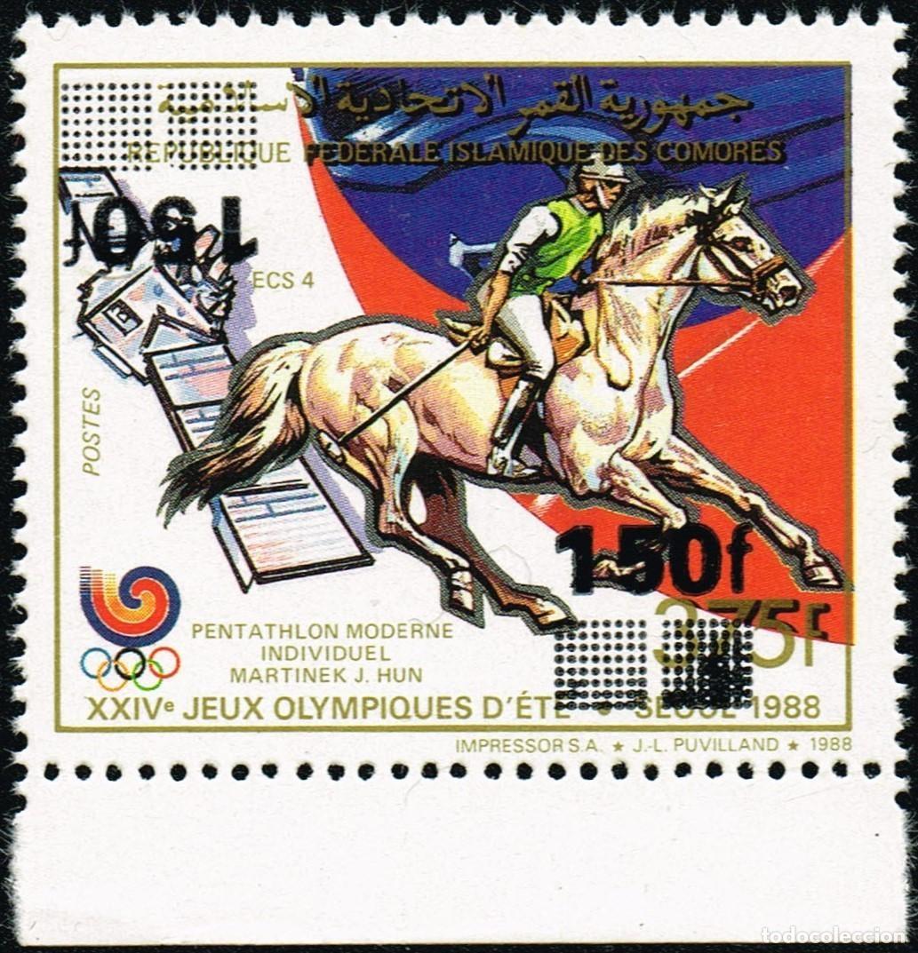 Sellos: Comoras 1992 1993 Mi. 1078 150F doble sobrecarga inversa Juegos Ol&iacute;mpicos de Se&uacute;l