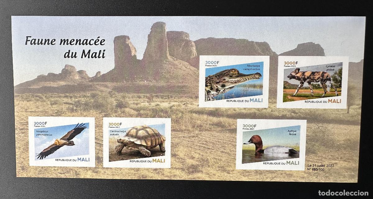 Sellos: Mali de mayo 2023. &iquest;Bl.? Dakota del Norte: fauna en peligro extinci&oacute;n ave pato tortuga cocodrilo