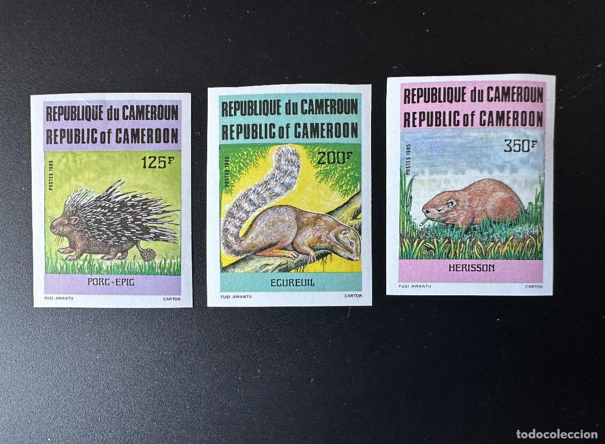 Sellos: Camer&uacute;n 1985 Mi. 1093 - 1095 ND Animals Wildlife Erizo puercoesp&iacute;n ardilla