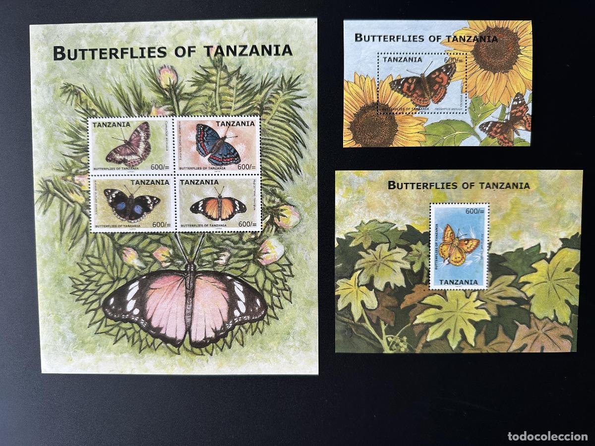Sellos: Tanzania 2009 Mi. 4637 - 4640 Bl. 624 626 Mariposas insectos flores vida silvestre