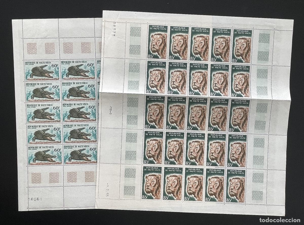 Sellos: Alto Volta 1965 YT PA 25-26 bloque le&oacute;n cocodrilo fauna animales