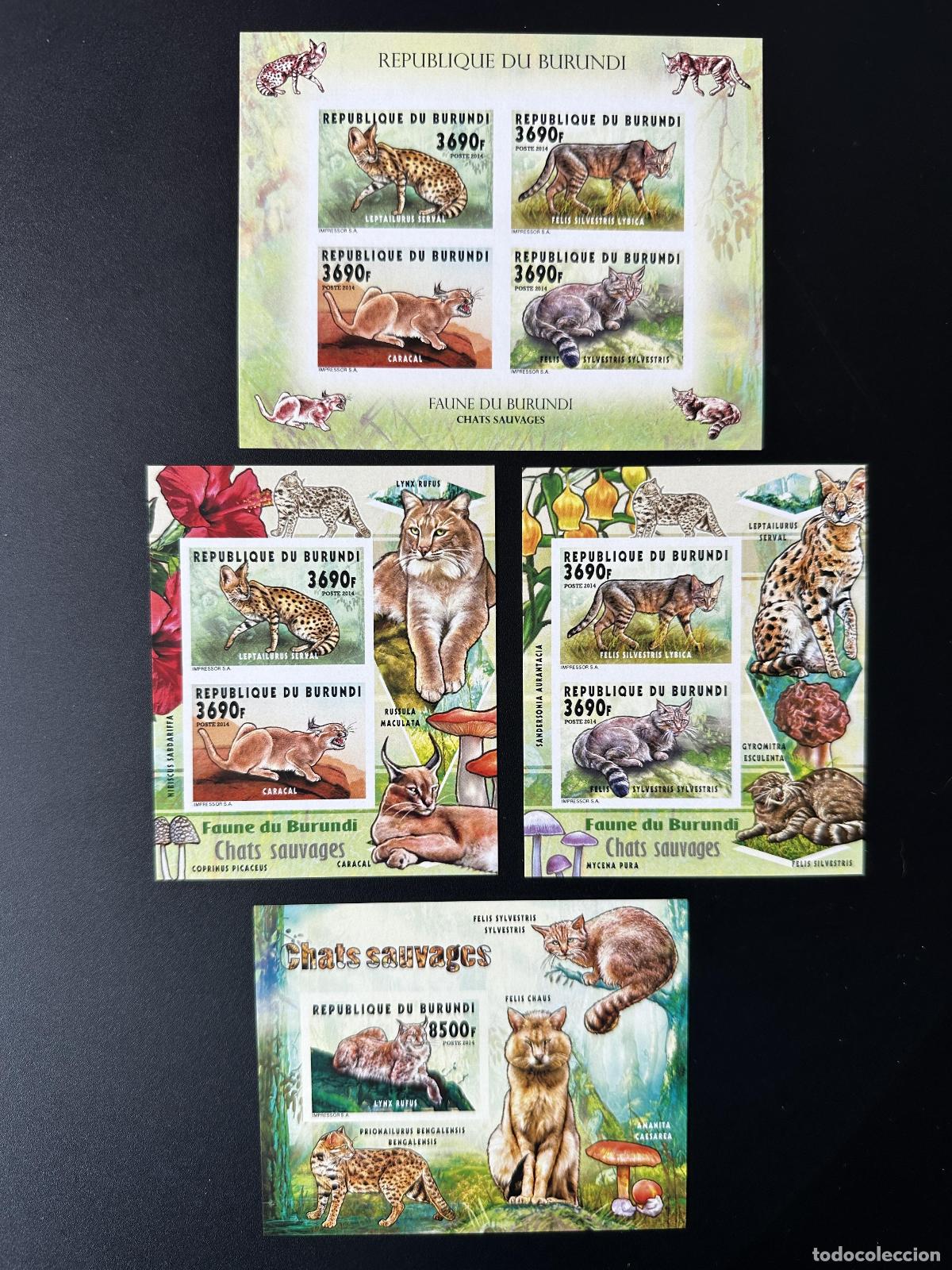 Sellos: Burundi 2014 Mi. 3431 - 3434 Bl. 451 453 ND Gatos salvajes