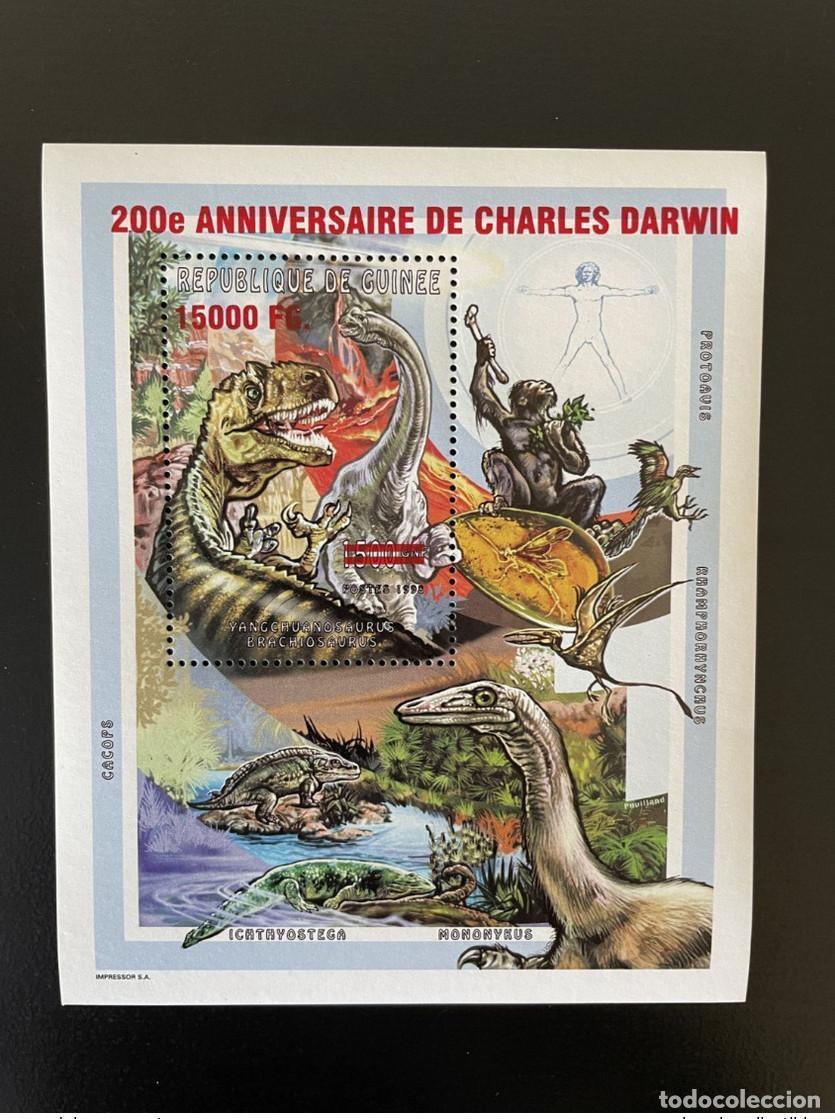 Sellos: Guinea 2009 Mi. Bl. 1736 Dinosaurios sobrealimentados 200 a&ntilde;os de Charles Darwin