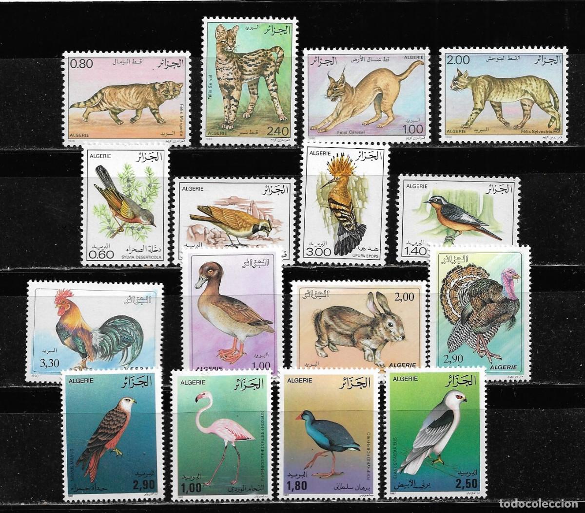 Sellos: ARGELIA LOTE DE 4 SERIES TEMA FAUNA - Ivert 667/70, 858,61, 905/08 y 986/89. MNH.