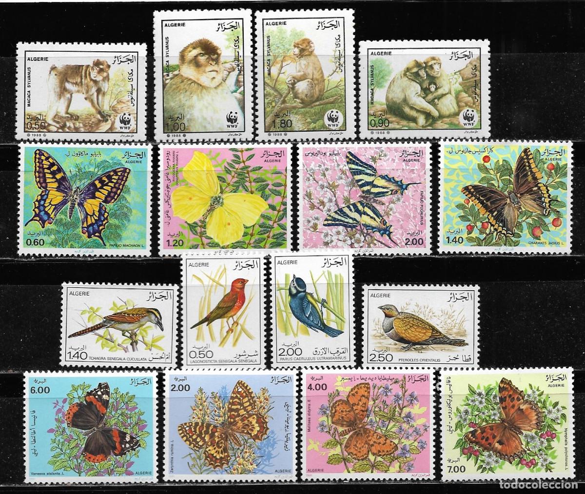 Sellos: ARGELIA LOTE DE 4 SERIES TEMA FAUNA - Ivert 635/38, 740/43, 928/31 y 1005/08. MNH.