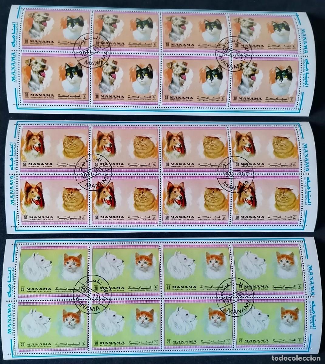 Sellos: MANAMA 1972 - 3 HB RAZAS DE PERROS Y GATOS *