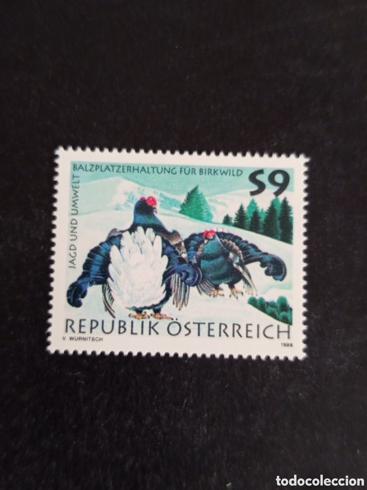 Sellos: AUSTRIA, 1998. Caza y medio ambiente. Pollos negros. Pedido m&iacute;nimo 3 &euro;. Ver fotos.