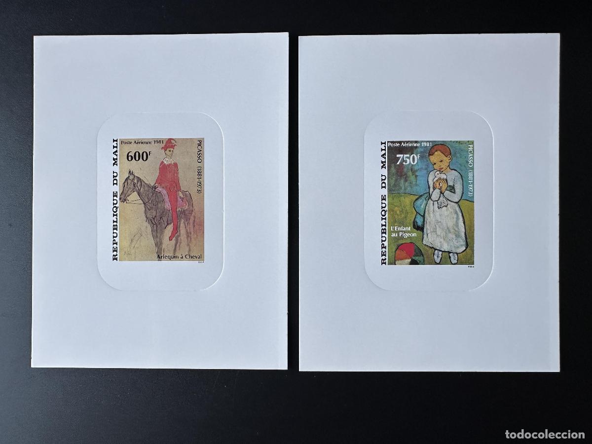 Sellos: Mali 1981 Mi. 876 - 877 a prueba de lujo Picasso Arlequ&iacute;n Horse Child Pigeon