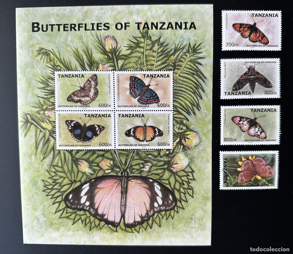 Sellos: Tanzania 2009 Mi. Bl. 4633-4640 Mariposas fauna insectos lepid&oacute;pteros naturaleza