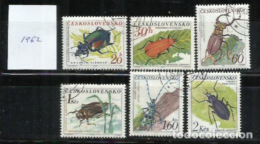 Sellos: 0416G-SERE COMPLETA CHECOSLOVAQUIA INSECTOS 1962 N&ordm; 1245/1250 REP&Uacute;BLICA CHECA.