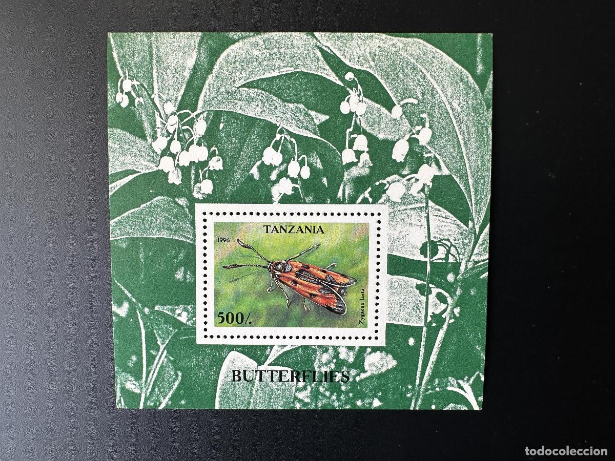 Sellos: Tanzania 1996 Mi. Hoja de entomolog&iacute;a Bl. 311: Insectos mariposas zygaena