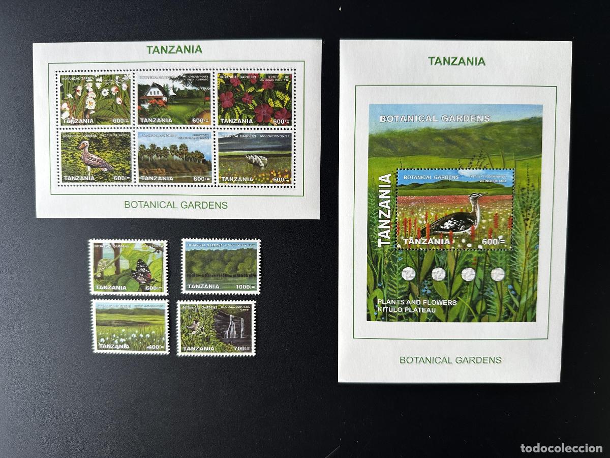 Sellos: Tanzania 2008 Mi. 4587 - 4596 Bl. 620 Jard&iacute;n Bot&aacute;nico Flores Plantas P&aacute;jaro
