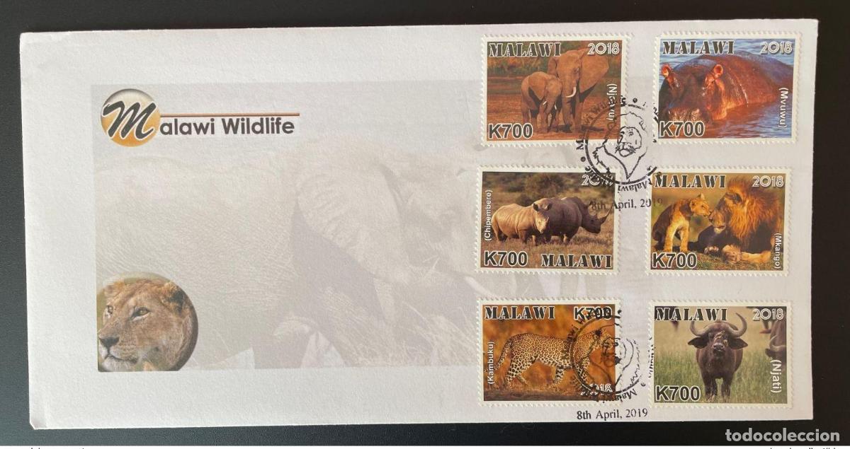 Sellos: Malawi 2018/2019 FDC Mi. 1022 - 1027 Pantera Leopardo Elefante Le&oacute;n Rinoceronte