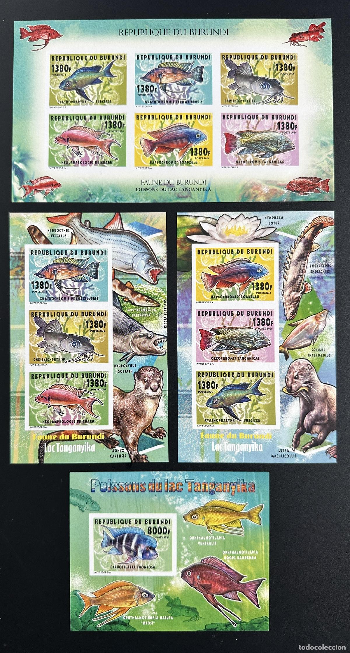 Sellos: Burundi 2014 Mi. 3390 - 3395 Bl. 434 436 ND Peces y Lago Tanganica (I)