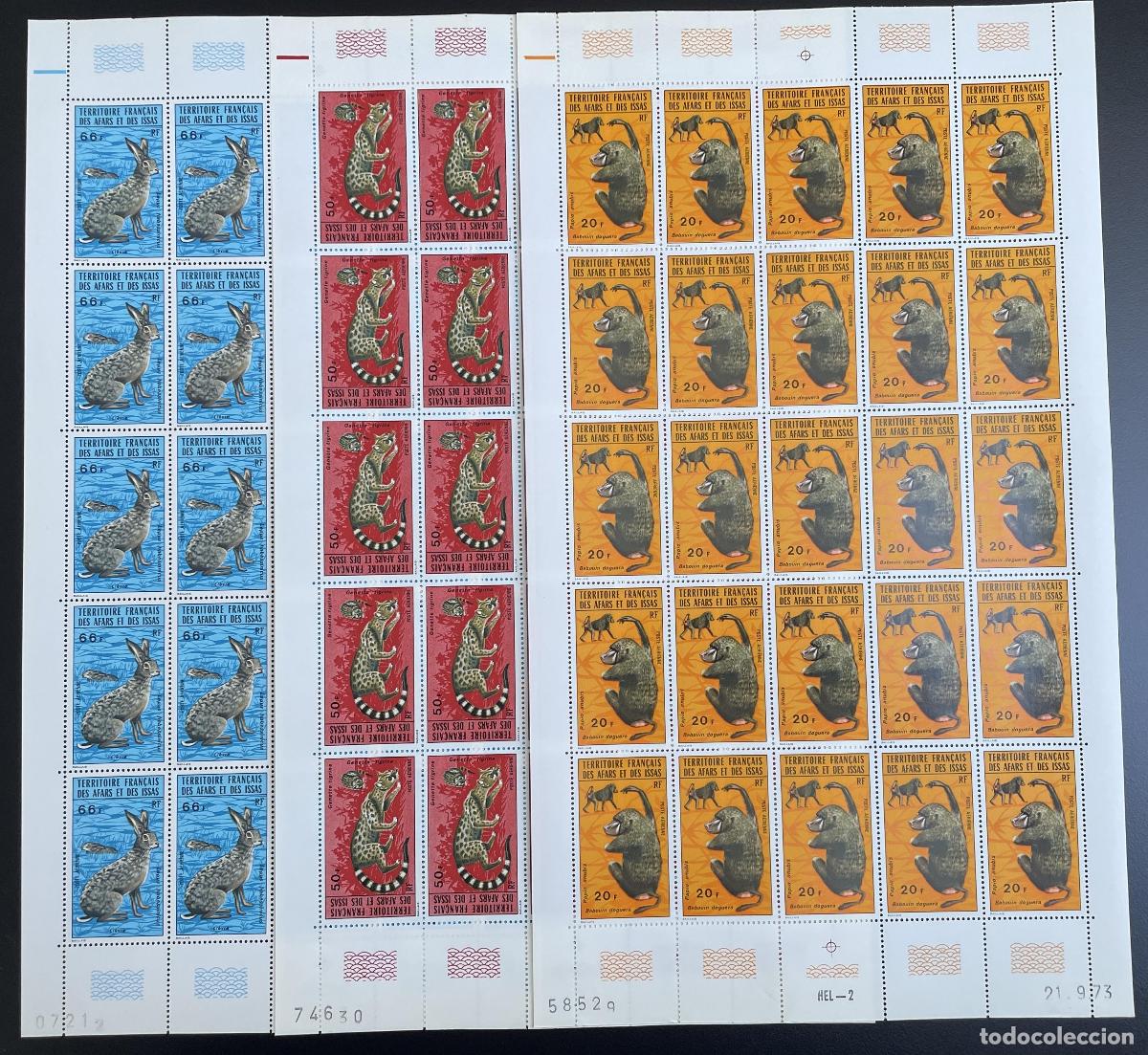 Sellos: Afars and Issas 1973 YT PA 94-95 fauna de placas mam&iacute;feros liebre mono babuino