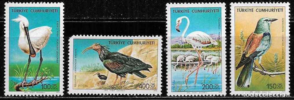 Sellos: TURQUIA 1976, Ivert 2176/79 - FAUNA - AVES - P&Aacute;JAROS. MNH.