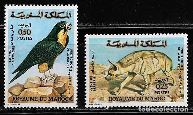 Sellos: MARRUECOS 1973, Ivert 689/90 - FAUNA - AVES, HIENA. MNH.